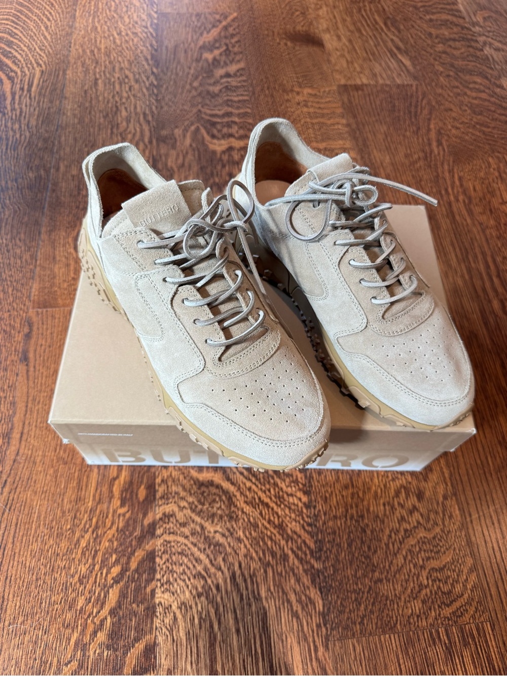 Men's Beige Suede Athletic Sneakers